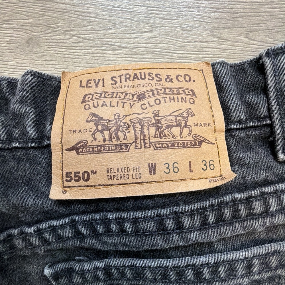 Vintage Levi's 550 Orange Tab Jeans Mens 36x36 Black USA Made Relaxed Fit - Picture 6 of 14